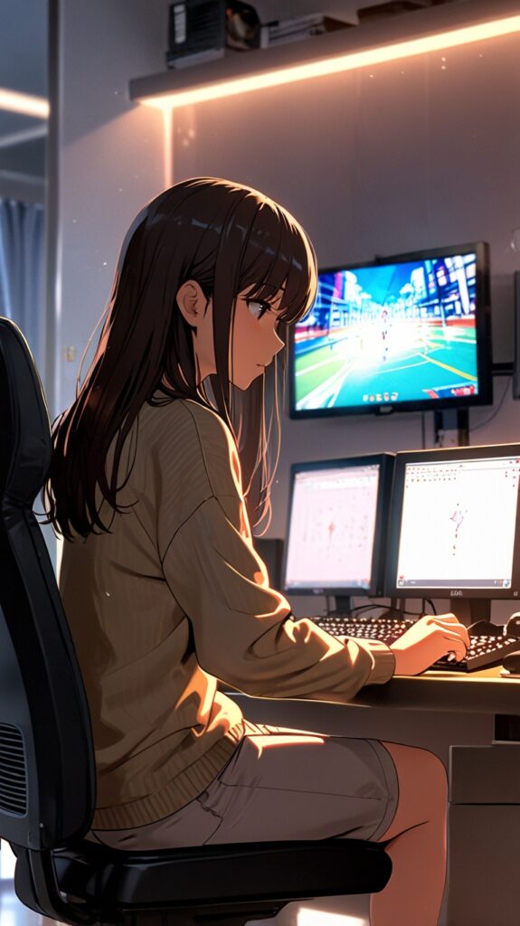 Leonardo_Anime_XL_beauty_girl_modern_room_playing_game_24k_ima_1